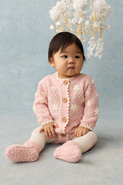 Body in maglia rosa con ricami all over per neonata LOUISE MISHA R0128 BLUSH 
