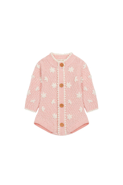 Body in maglia rosa con ricami all over per neonata LOUISE MISHA R0128 BLUSH 