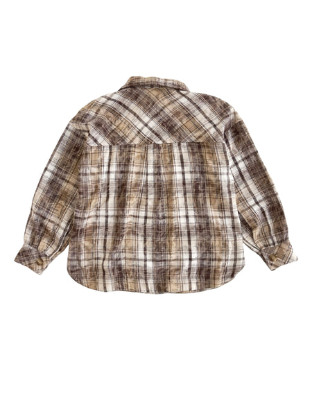 Camiciona a quadri check beige tortora e marrone LULU' LL4568 CHEBE 