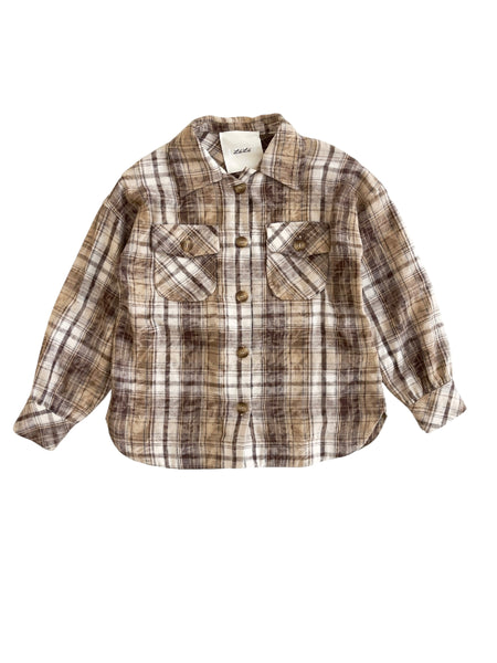 Camiciona a quadri check beige tortora e marrone LULU' LL4568 CHEBE 