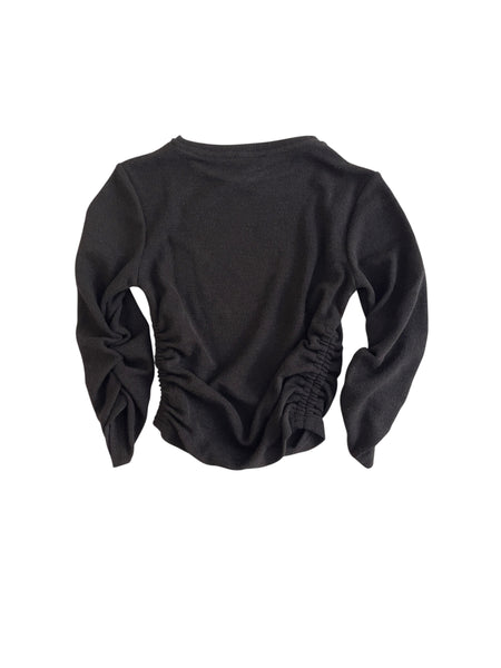 T-shirt ner con arricciatura ai lati per bambina LULU' LL4638 NERO 