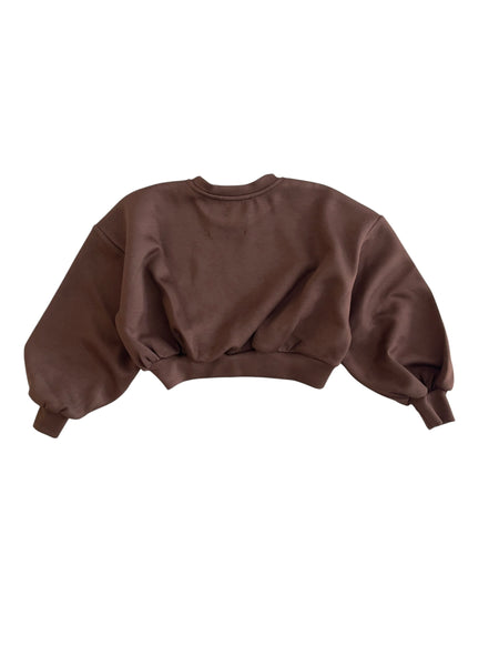 Felpa crop cioccolato per bambina LULU' LL4660 MORO 