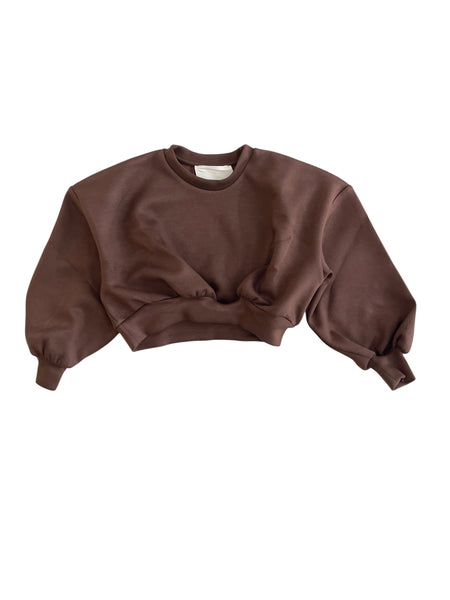 Felpa crop cioccolato per bambina LULU' LL4660 MORO 