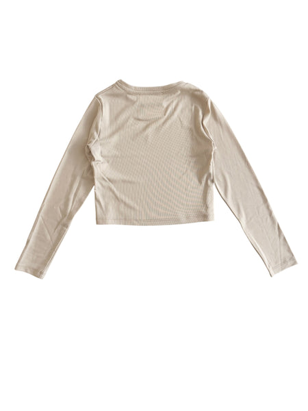 T-shirt crop panna per bambina LULU' LL4661 SABBIA 