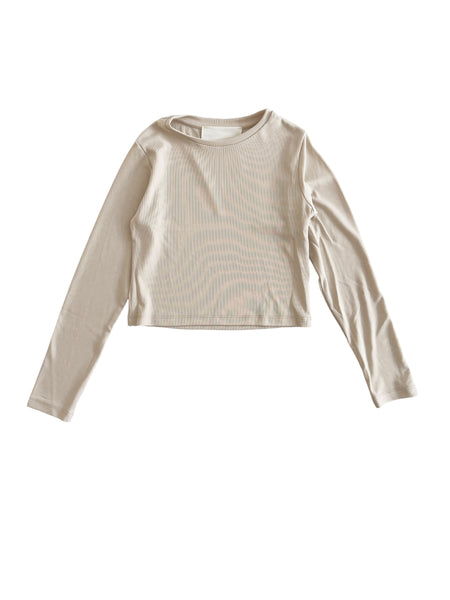 T-shirt crop panna per bambina LULU' LL4661 SABBIA 