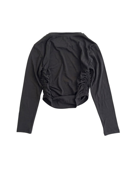 T-shirt nera arricciata ai lati per bambina LULU' LL4663 NERO 