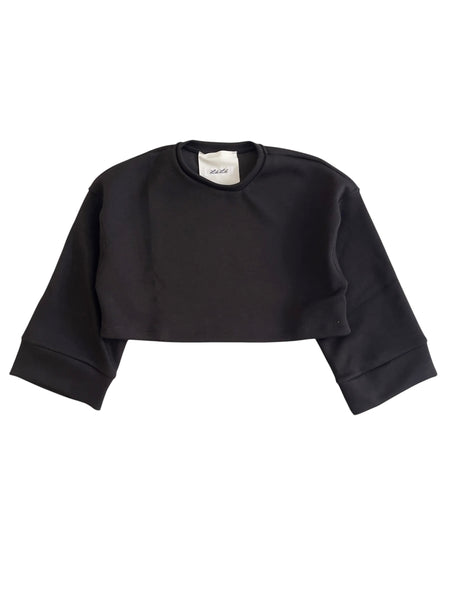 Felpa crop nero per bambina LULU' LL4667 NERO 