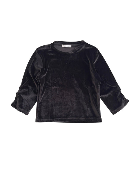 T-shirt effetto velluto nero per bambina LULU' LL4690 NERO 