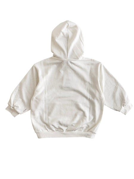 Felpa bianco latte con cravatta e cappuccio per bambini LULU' LL4707 LATTE 