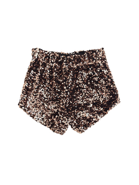 Shorts nero con pailletts bronzo per bambina LULU' LL4718 NERO 