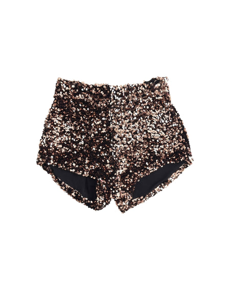 Shorts nero con pailletts bronzo per bambina LULU' LL4718 NERO 