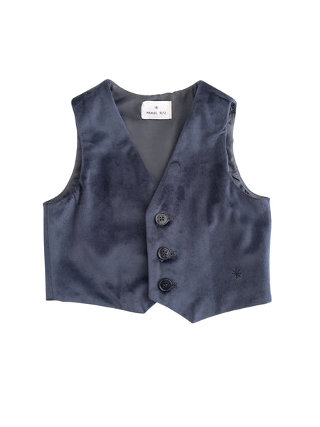 Gilet in velluto blu per neonato e bambino Manuel Ritz MR4406 BLU 