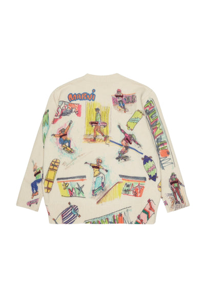 Maglia panna con stampa all over multicolor per bambini Marni M01872 0M115 