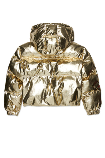 Piumino oro con logo per bambina Marni M01928 0M224 