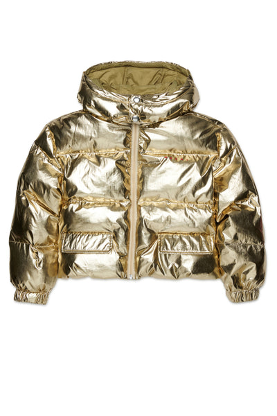 Piumino oro con logo per bambina Marni M01928 0M224 