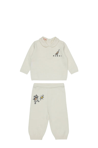 completo maglia + pantalone panna per neonati Marni M01993 0M116 