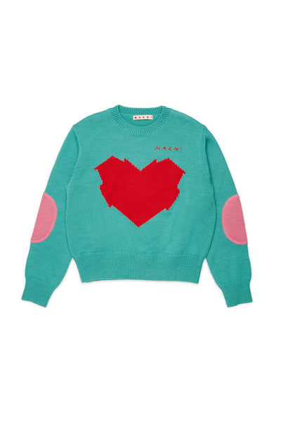 Maglia verde con logo per bambina Marni M02017 0M545 