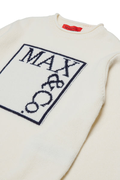 Maglione bianco con logo per bambina MAX&Co. MX0233 MX104 