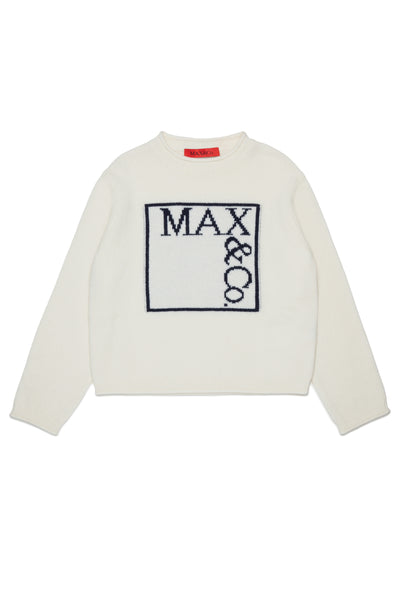Maglione bianco con logo per bambina MAX&Co. MX0233 MX104 
