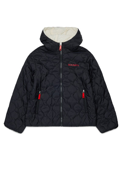 Giubbino nero trapuntato con logo per bambina MAX&Co. MX0365 MX900 