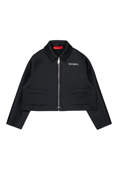 Giacca corta nera in neoprene con logo per bambina MAX&Co. MX0378 MX900 