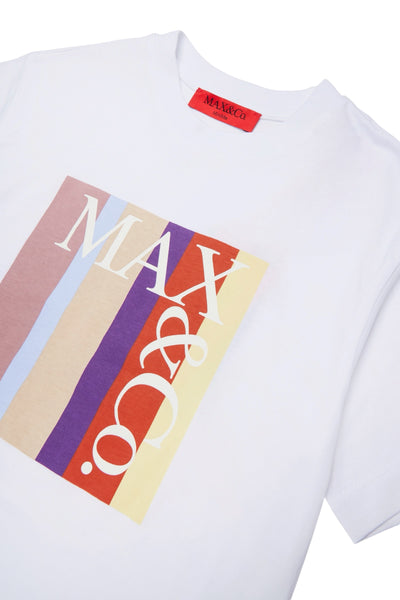 T-shirt bianca con logo per bambina MAX&Co. MX0390 MX100 