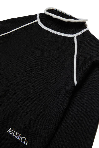 Maglione collo alto nero con logo per bambina MAX&Co. MX0405 MX900 