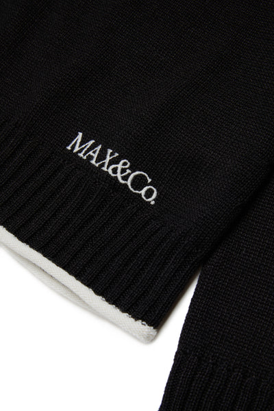 Maglione collo alto nero con logo per bambina MAX&Co. MX0405 MX900 