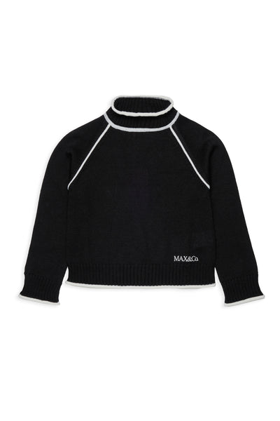 Maglione collo alto nero con logo per bambina MAX&Co. MX0405 MX900 