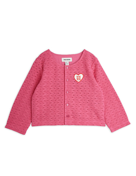 Cardigan in maglia ricamata rosa per bambina Mini Rodini 2662010128 PINK 