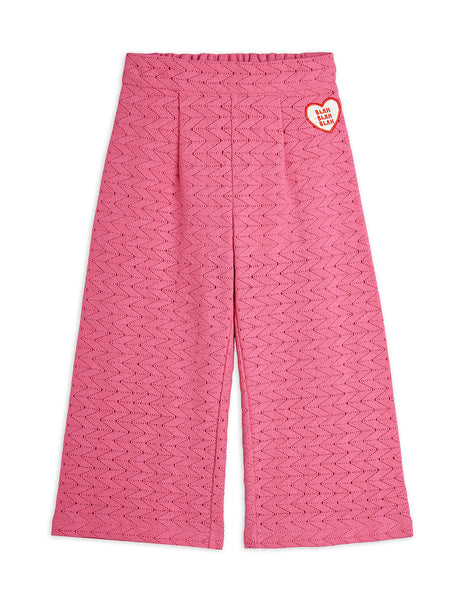 Pantalone in maglia ricamato rosa per bambina Mini Rodini 2663010528 PINK 
