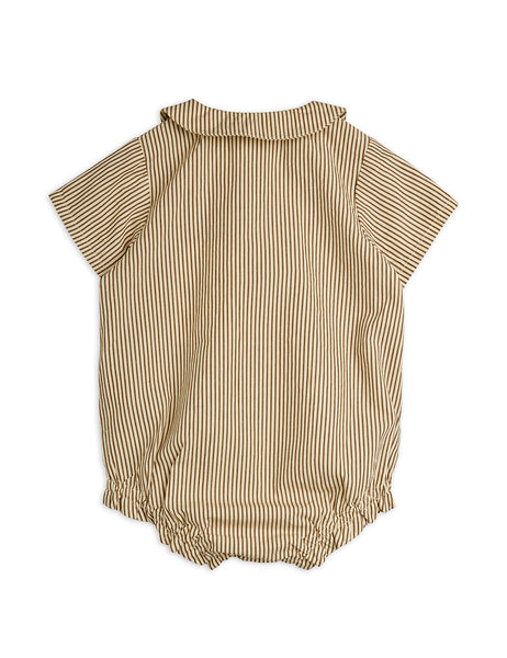 Tutina corta a righe marroni per neonata Mini Rodini 2664010016 BROWN 