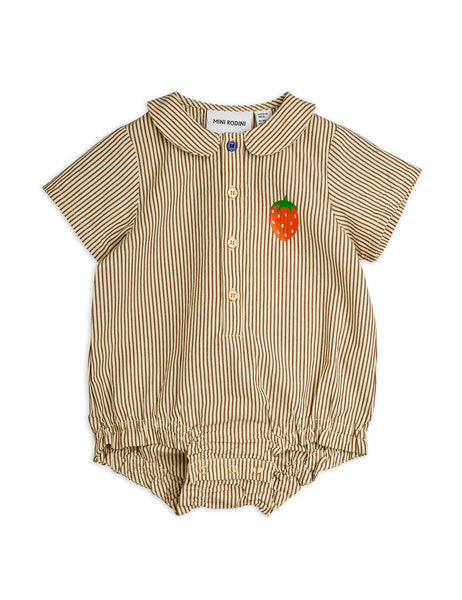 Tutina corta a righe marroni per neonata Mini Rodini 2664010016 BROWN 