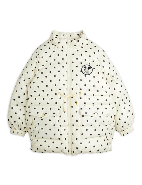 Piumino bianco a pois neri per neonata e bambina Mini Rodini 2671010711 OFFWHITE 