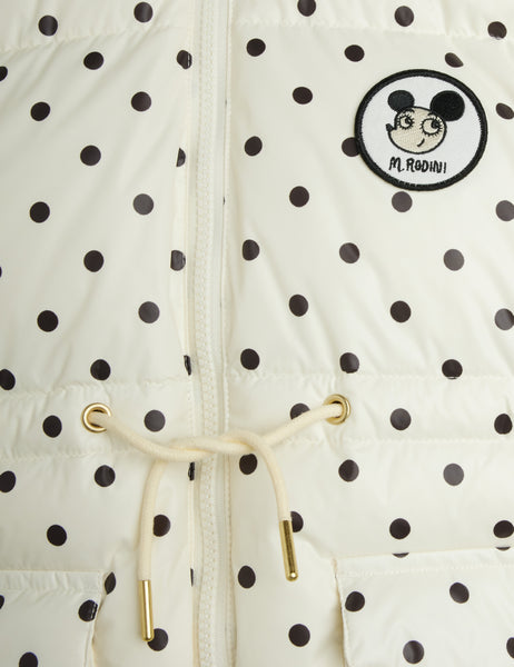 Piumino bianco a pois neri per neonata e bambina Mini Rodini 2671010711 OFFWHITE 