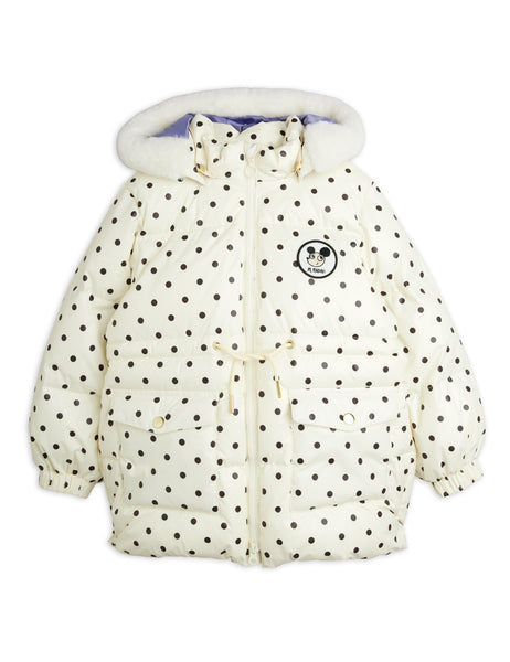 Piumino bianco a pois neri per neonata e bambina Mini Rodini 2671010711 OFFWHITE 