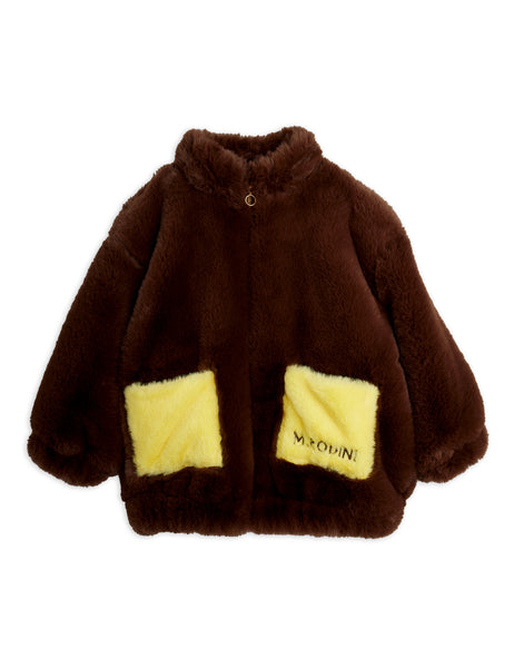 Pelliccia sintetica marrone per bambina Mini Rodini 2671011216 BROWN 