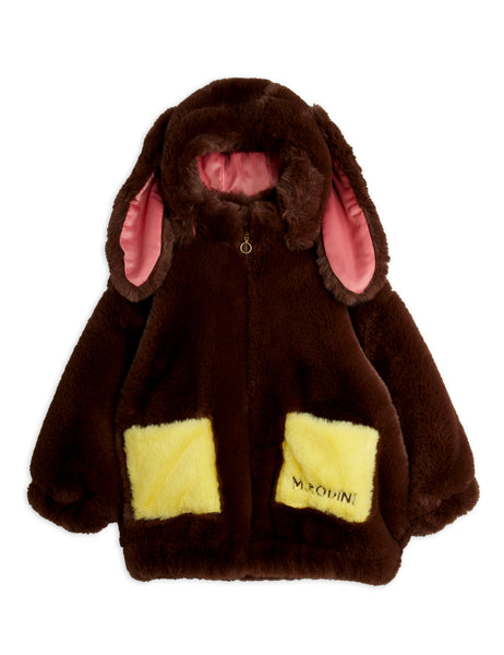 Pelliccia sintetica marrone per bambina Mini Rodini 2671011216 BROWN 