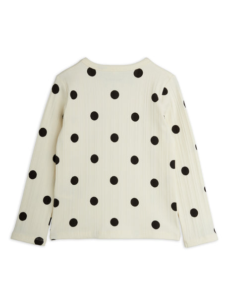 T-shirt bianca a pois neri per nenata e bambina Mini Rodini 2672010411 OFFWHITE 