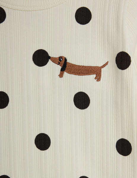 T-shirt bianca a pois neri per nenata e bambina Mini Rodini 2672010411 OFFWHITE 