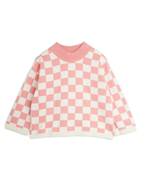 Maglia a scacchi rosa e bianchi per neonata e bambina Mini Rodini 2672016428 PINK 