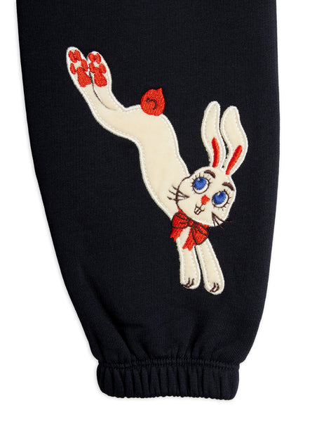 Pantalone in felpa nero con applicazione per neonati e bambini Mini Rodini 2673012099 BLACK 