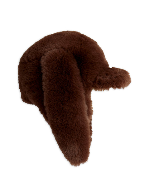 Cappello in pelliccia sintetica marrone per neonati e bambini Mini Rodini 2676511016 BROWN 