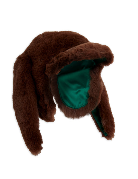 Cappello in pelliccia sintetica marrone per neonati e bambini Mini Rodini 2676511016 BROWN 