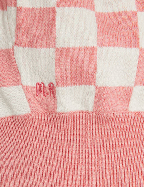 Balaclava a scacchi rosa e bianchi per neonata e bambina Mini Rodini 2676511128 PINK 