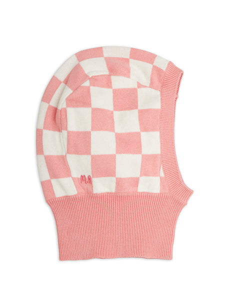 Balaclava a scacchi rosa e bianchi per neonata e bambina Mini Rodini 2676511128 PINK 