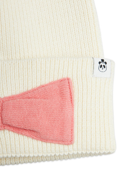 Cappello bianco in maglia con fiocco per neonata e bambina Mini Rodini 2676511411 OFF-WHITE 