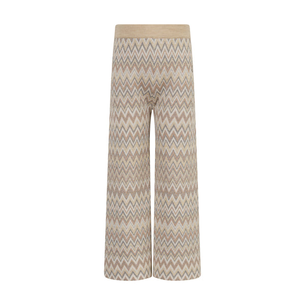 Pantalone in maglia beige e argento per bambina Missoni MZ6B80-W0028 872AG 