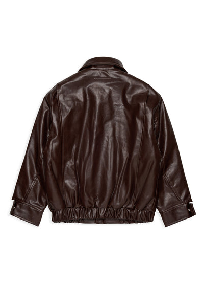 Giubbino in ecopelle marrone per bambini MM6 Maison Margiela M61045 M6713 