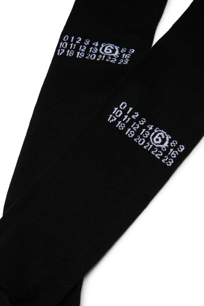 Collant nero con logo e bande laterali per bambina MM6 Maison Margiela M61046 M6900 